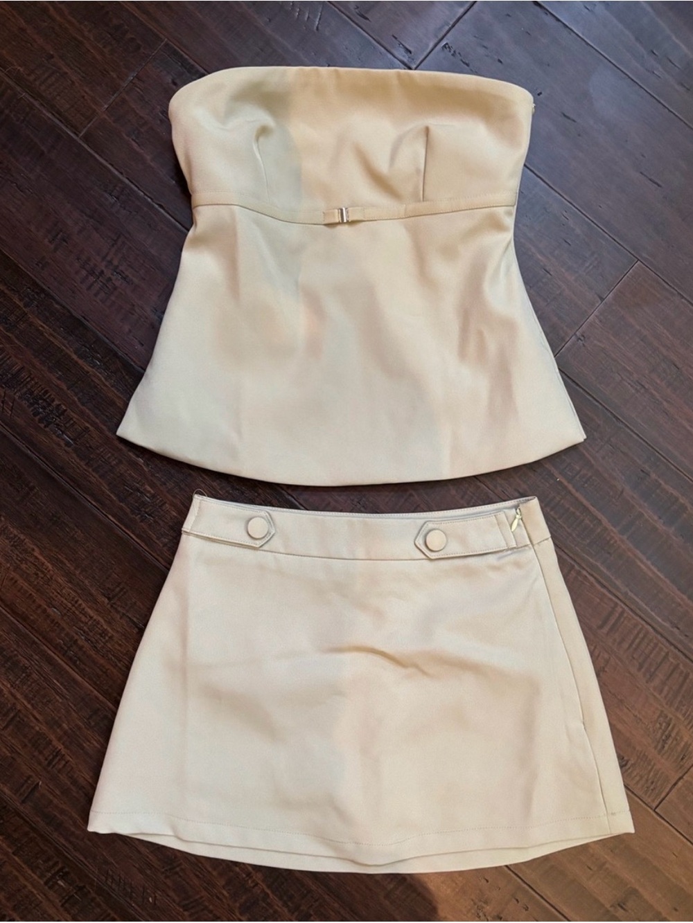 Princess Polly Cream Strapless Two-Piece Skirt Set